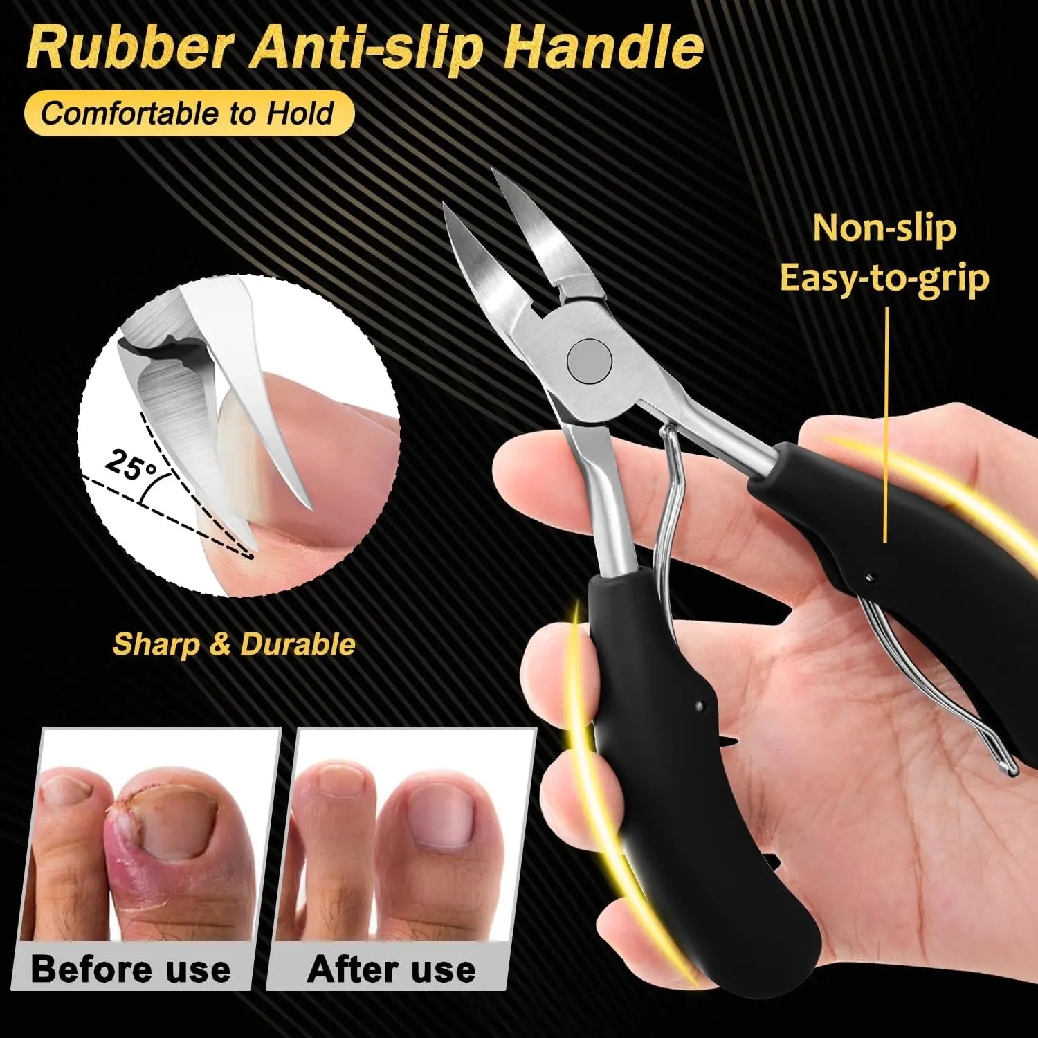 5PCS/7PCS Set Heavy Duty Nail Clippers Angled Head Large Toenail Clippers Ingrown Toe Nail Clippers for Thick Toenails  Seniors