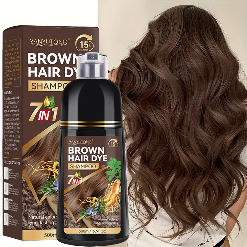 Unisex Adult 7-in-1 Hair Color Shampoo, Hair Color Foam, Plant-Based Hair Color, Easy Shampoo, Cover Gray Hair