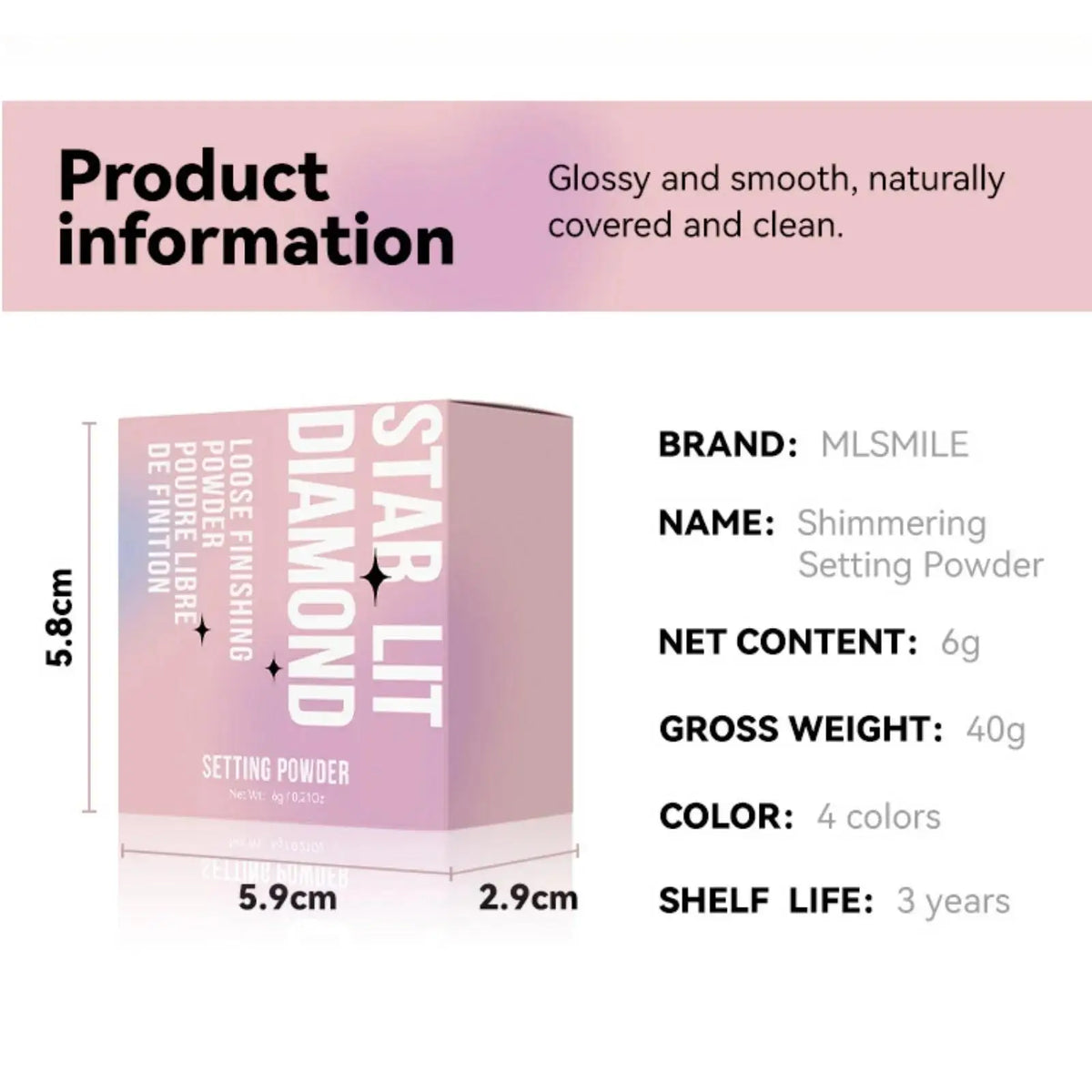 Natural Matte Loose Powder 4 Color Shimmer Oil Control Long Lasting Face Makeup Setting Powder Pink Glitter Cosmetic