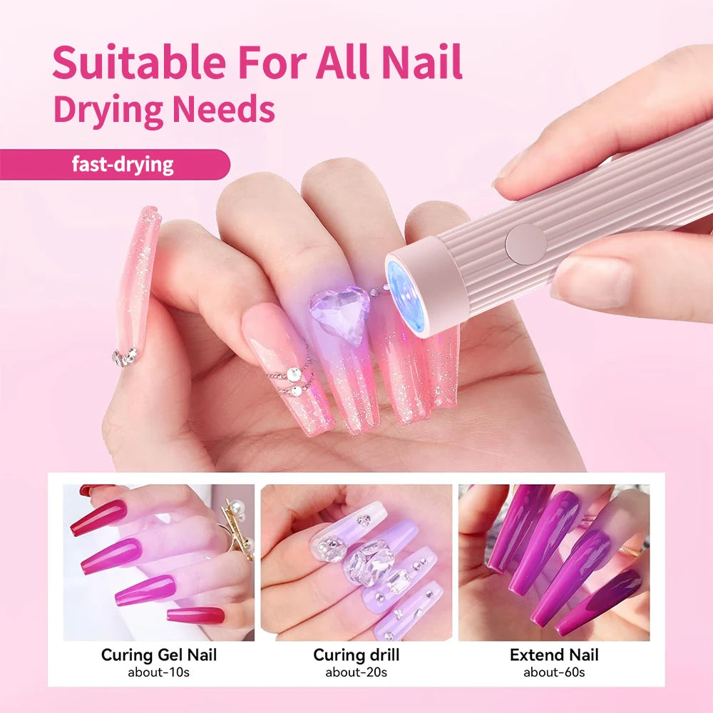 YIKOOLIN 1 Pc Pen Shape Portable UV/LED Nail Lamp for Gel Polish & Press on Nails Cordless USB Nail Dryer Dryer for Gel Polish