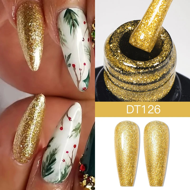 MEET ACROSS 7ml Red Blue Green Metallic Gel Nail Polish Super Bright Mirror Effect Semi Permanent LED UV Gel Nail Art Varnish