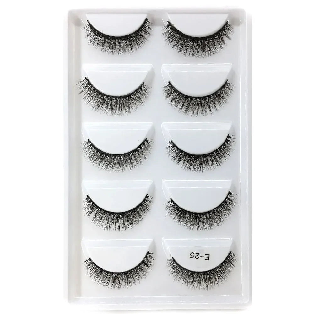 HBZGTLAD 5Pairs 3D Handmade Fake Eyelashes Natural Long Thick Daily Makeup Thick Cross Eyelashes Eye Lashes