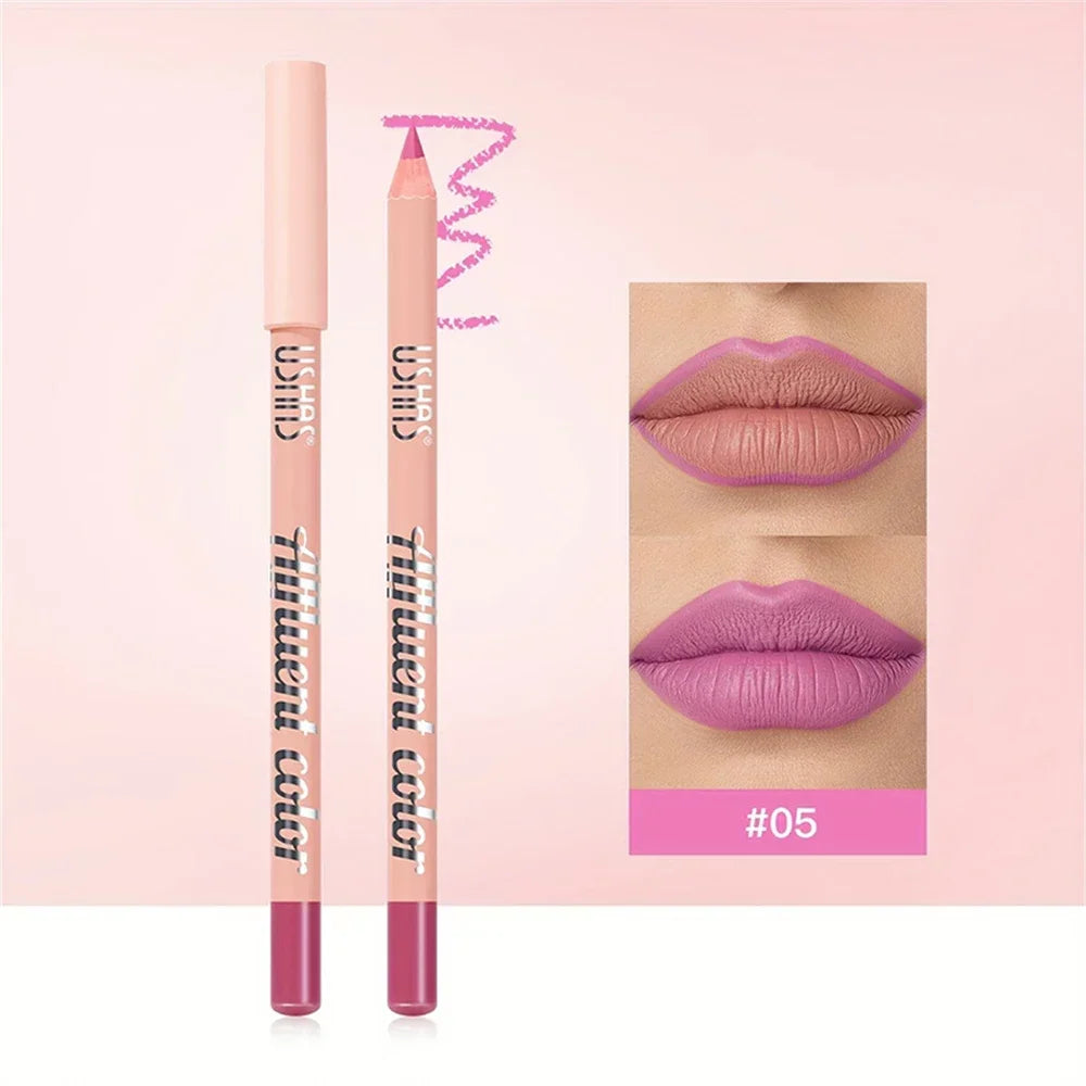 Fine Slim Lip Pencil Waterproof Easy To Color Matte Pink Purple Long-lasting Waterproof Non Stick Cup Pigment Sexy Lip Cosmetics
