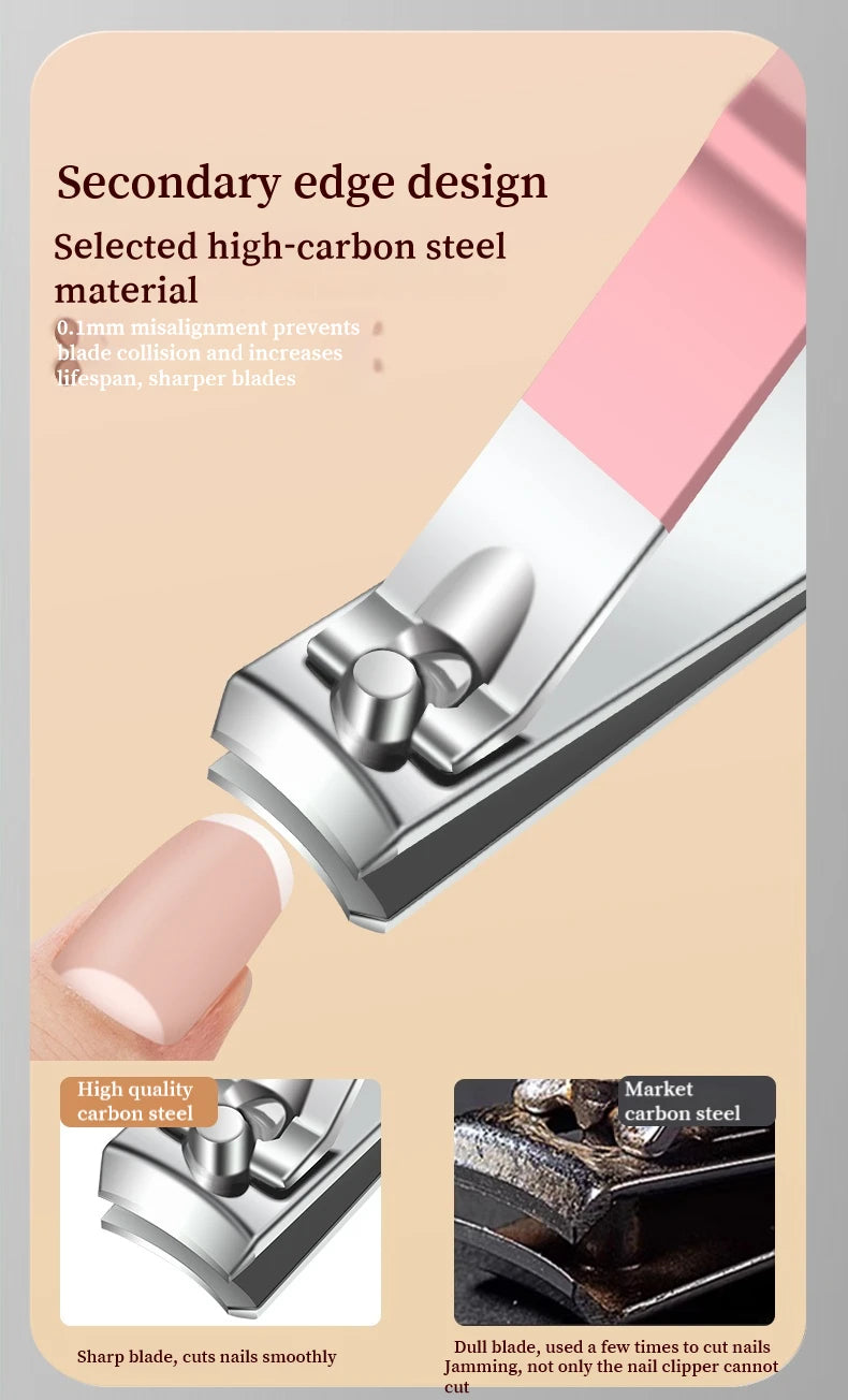 8/14 Piece Deluxe Manicure & Pedicure Set Pink And Blue Stainless Steel Nail Scissors, Clippers, Ear Digging Spoon for Men Women