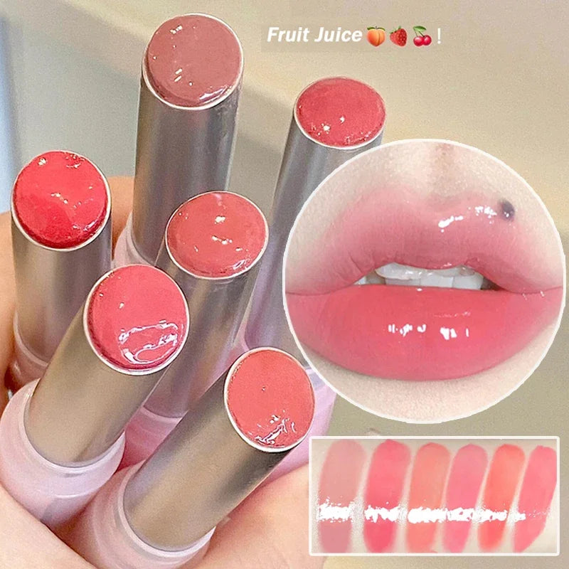 Floral Mirror Glass Solid Lip Gloss Water Light Round Tube Lipstick Clear Oil Jelly Lip Glaze Natural Nude Moisturizing Lip Tint