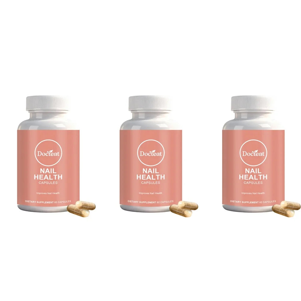 Docteat Nail Health Capsules with Biotin Zinc Vitamin C D3 E Supports Nail Skin Hair and Collagen 60 Capsules Dietary Supplement