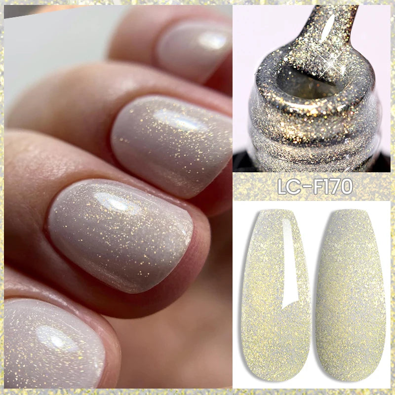 LILYCUTE 7ml Champagne Rose Gold Glitter Gel Nail Polish Colorful Sparking Long Lasting Manicure Soak Off Nails Art Gel Varnish