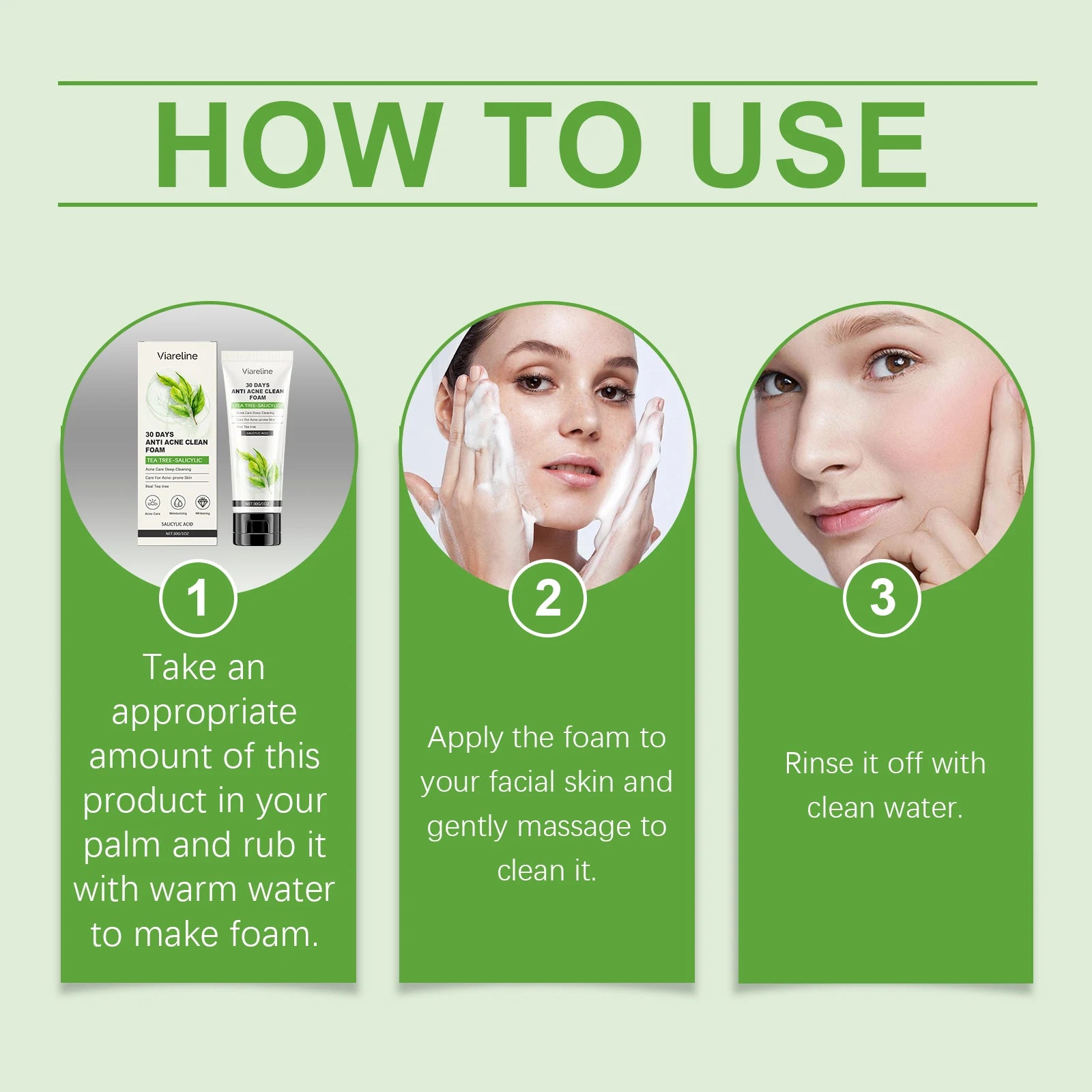 100g Salicylic Acid Facial Cleaner Gentle Cleaning Pore Dirts Moisturizing Acne Care Oil Control Refreshing Face Washing Soap