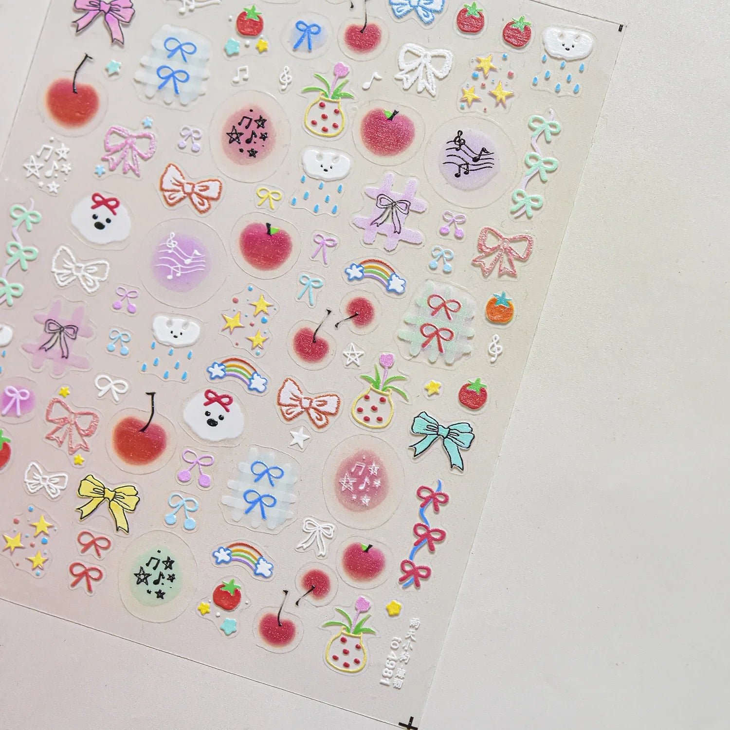 Colorful Balloon Cute Puppy Flower Cherry Bowknot Love Happy Dog Animal Self Adhesive Nail Art Sticker Decoration Manicure Decal