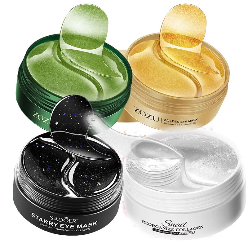 240pcs=120pairs Eye Patches Hyaluron Acid & Gold & Seaweed & Cucumber Hydrating Milk Moisturizing Crystal Collagen Gel Eye Mask