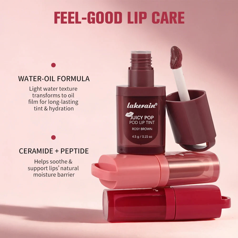 Juicy Hydrated Lip Tint Buildable Glossy Finish Ceramide Peptide Water-to-oil Formula Long-lasting Color Buckle Design Lip Tint