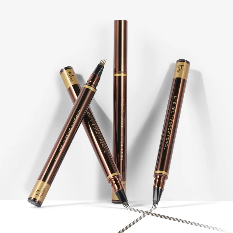 Liquid four-pronged eyebrow pencil, extremely fine, long-lasting, waterproof, sweatproof, high color intensity, perfect gift