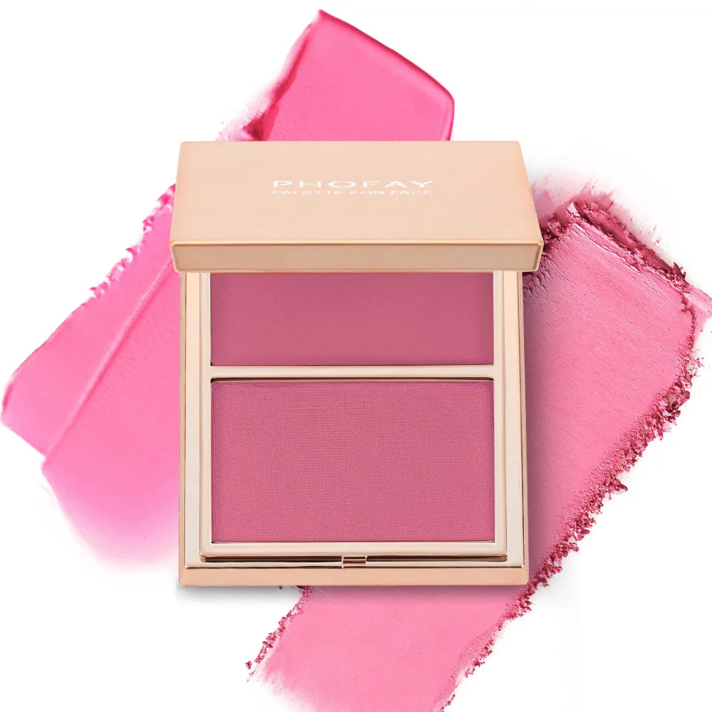 Two-tone Natural Matte Cream Blush Shimmer Contour Blusher Blush Powder Longlasting Waterproof Face Blusher Chinese Cosmetics