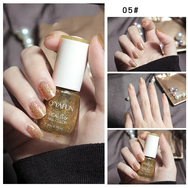 Matte Waterproof No-bake Nail Polish Nail Art Tearable Quick Dry Normal Without Lamp Nail Polish Glitter Sequins UV Varnish