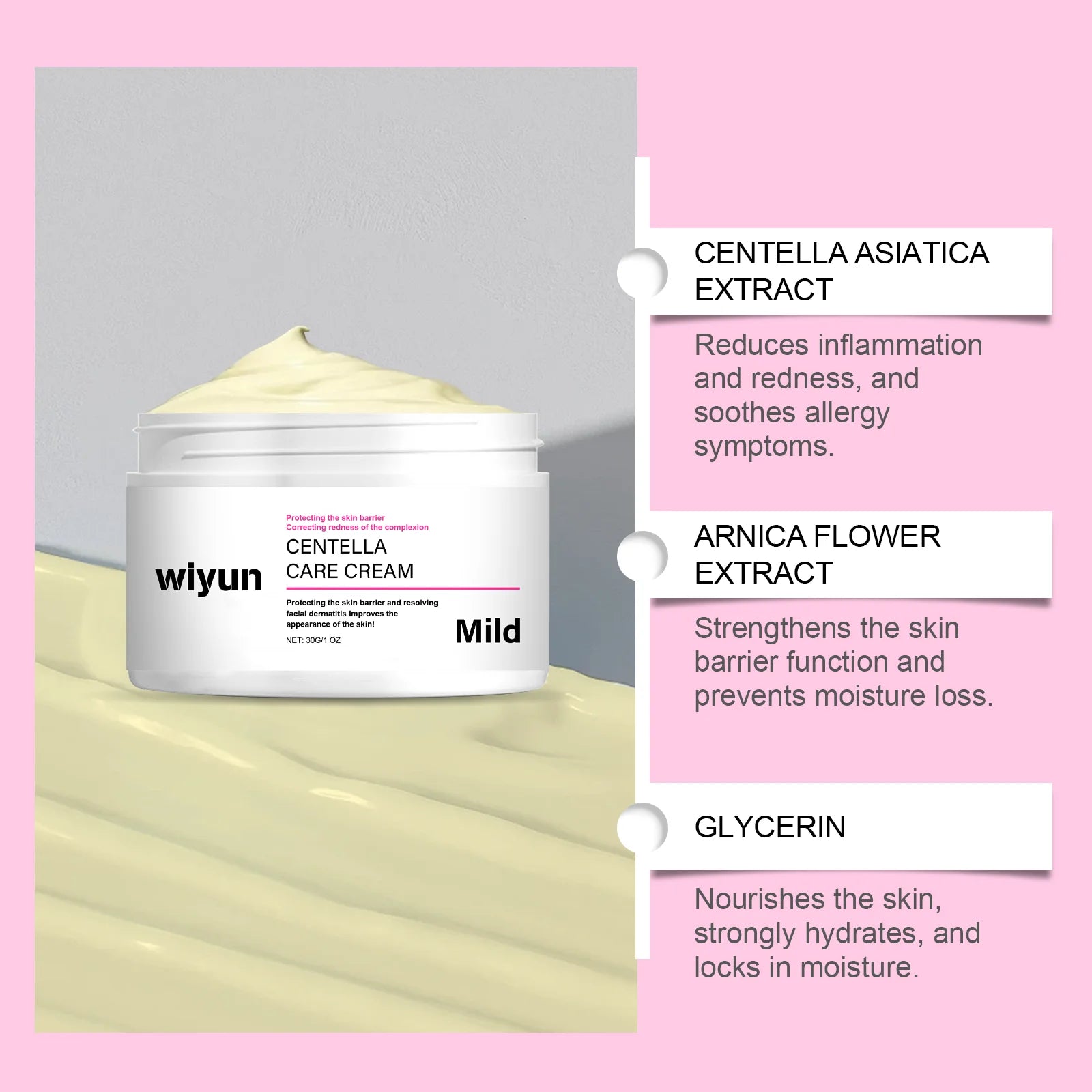 Centella Asiatica Soothing Cream Hydrating Face Moisturizer Calming Sensitive Skin Nourishing Redness Repair Acne Removal Cream