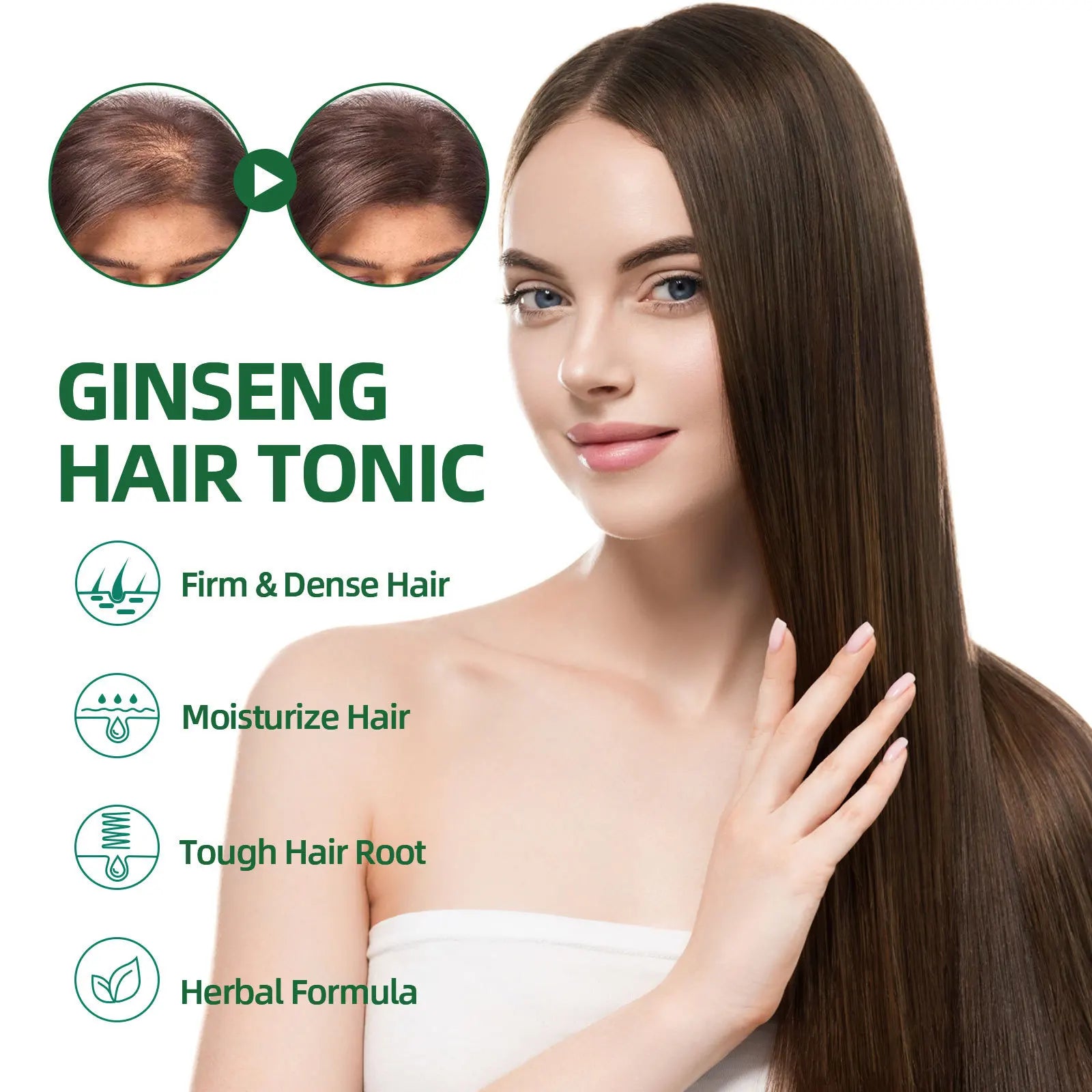 OUHOE Ginseng Hair Care Liquid Ginseng Essence Moisturizing and Softening Hair Care Spray