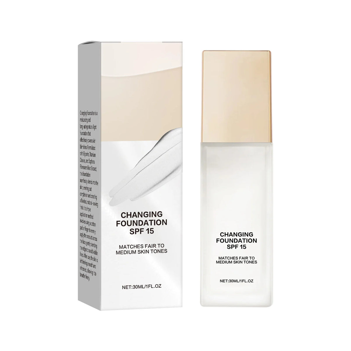 Hydrating Color-Adjusting Foundation SPF 15 30ml - Natural Coverage for Fair to Medium Skin, Lightweight with Hyaluronic Acid.