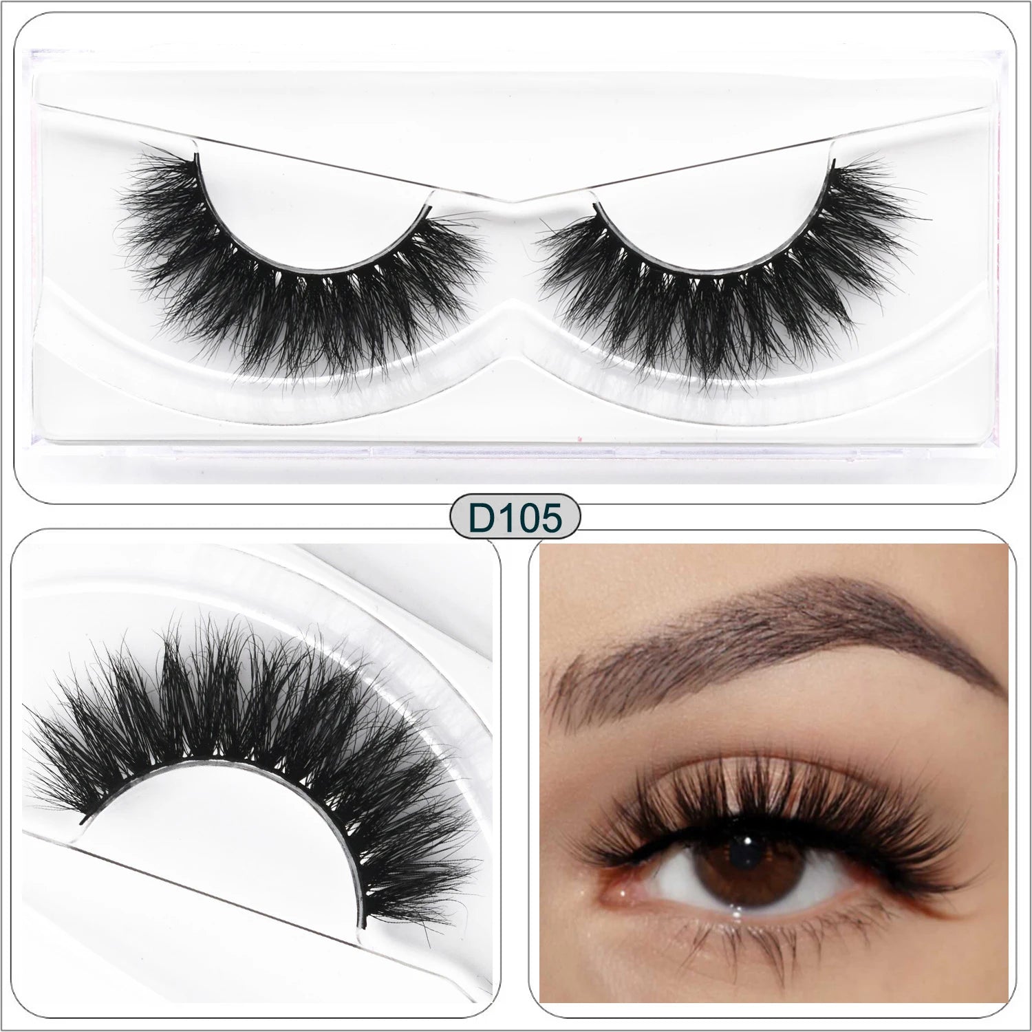 Mink Fake Eyelashes 3D Mink Lashes Natural Long False Eyelash Cruelty-free Mink Hair Fluttery False Lashes Makeup D101 Lash Gift