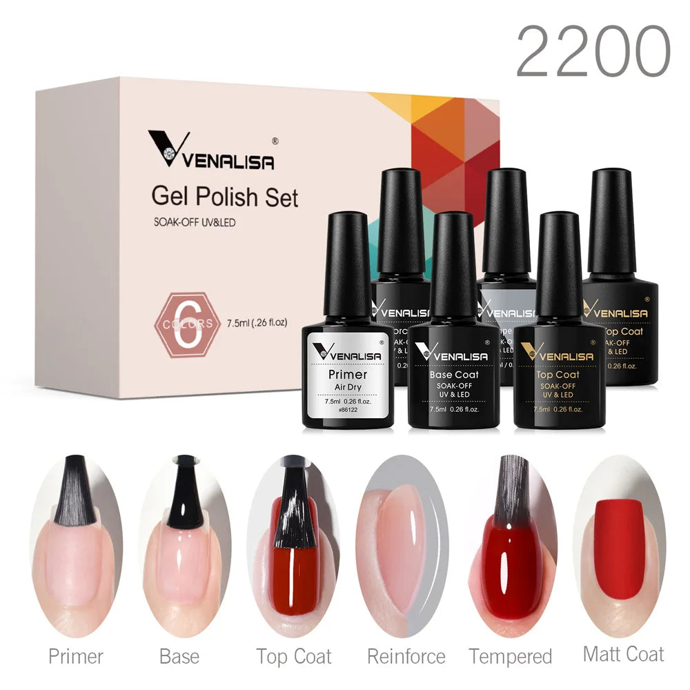 6pcs Venalisa Construction Gel Kit Stronger Jelly Color Reinforce Natural Nail Varnish Rubber Base Color Series Nude Collection
