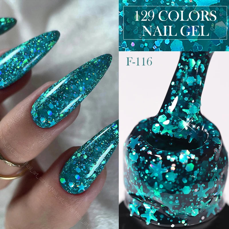 LILYCUTE 7ML Ocean Blue Cat Magnetic Gel Nail Polish Sparkling Glimmer Gel Polish Semi Permanent UV Magnet Gel Varnish Nail Art