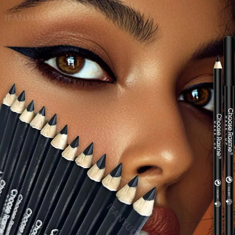 1-20Pcs Waterproof Eyeliner Pencil Long-Lasting High Pigmented Black Wooden Eyeliner Eyebrow Pen Hard Refill Smooth Eyes Makeup