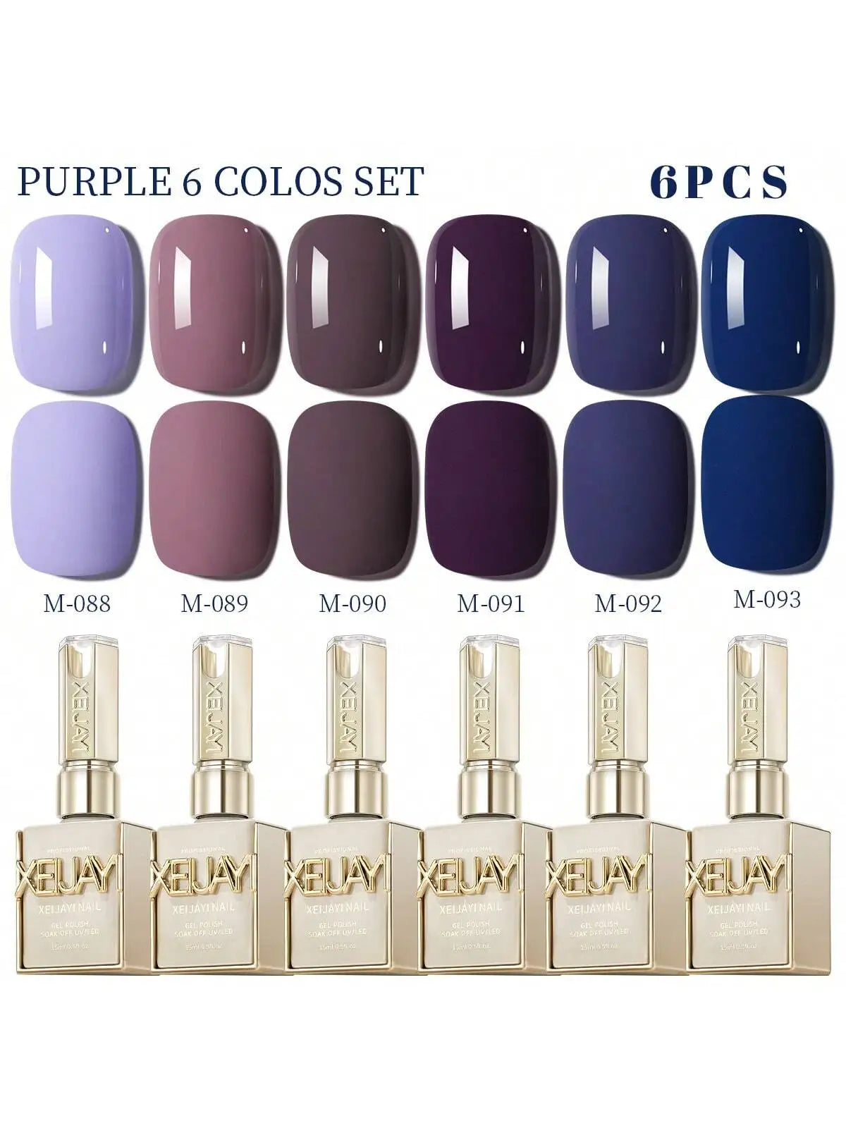 1/6pcs XEIJAYI  Purple Gel Nail Polish Set, 15ml French Nail Gel Polish, Soak Off UV Light Cure Gel Polish For Nail Decoration