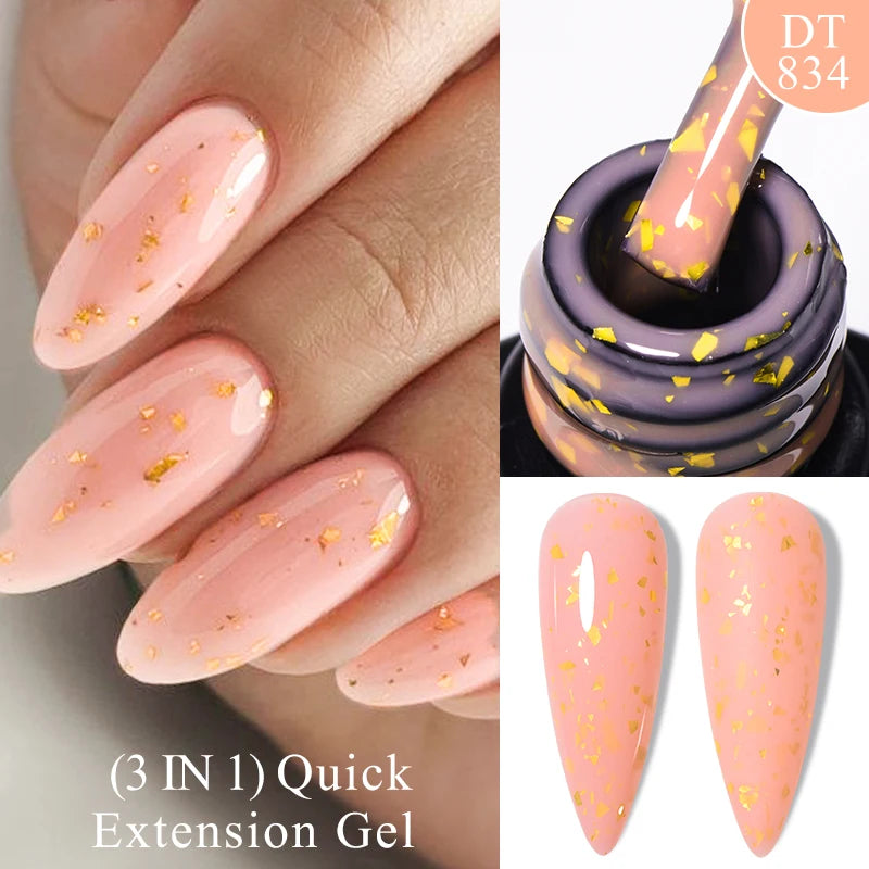 MEET ACROSS 7ml Dark Color Glitter Top Coat Gel For Nails Brocade Powder 2 In 1 Chameleon Nail Art Gel Varnish Manicure