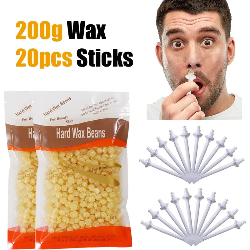 Nose Wax Kit | There are Wax and Applicators | Hair Removal Kit for Men and Women Painless Removal of Nose Hair Cleaning