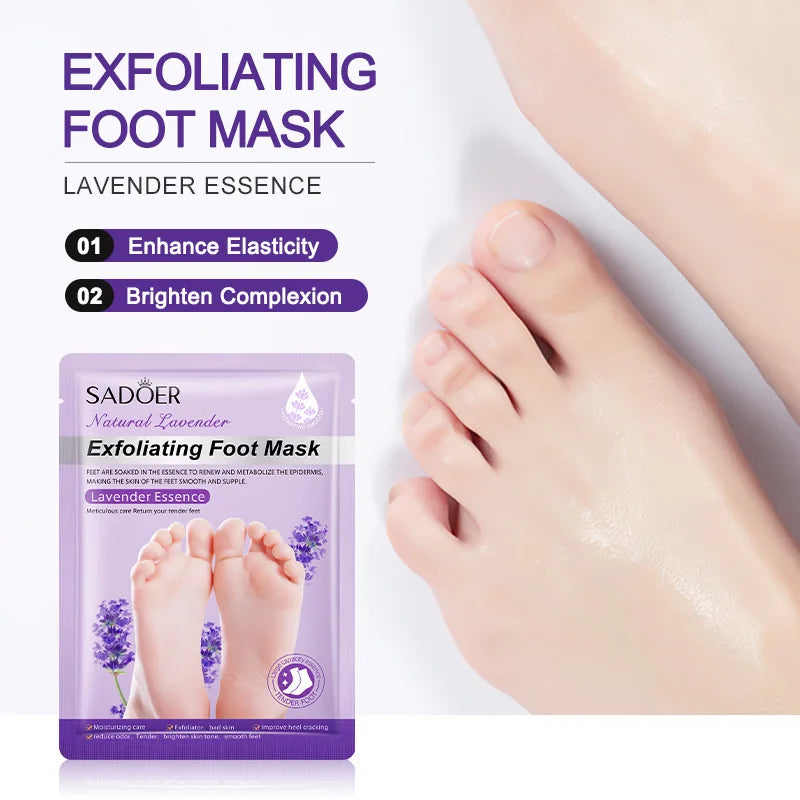 3 Pairs SADOER Lavender Foot Mask Moisturizing Foot Peeling Mask Anti-aging Exfoliating Feet Pedicure Exfoliant Feet Skin Care