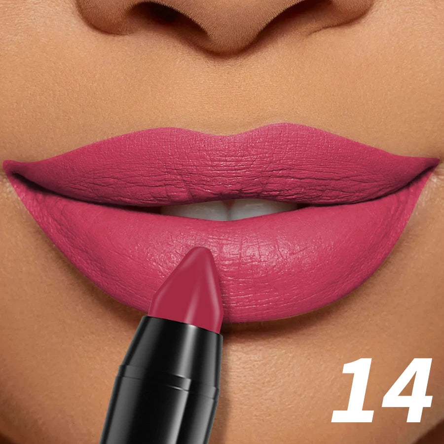 15-Color Velvet Matte Lipstick Pencil Waterproof  Red Brown Pink Long Lasting Lip Stick Korean Makeup Lip Tint Cosmetic Lipgloss