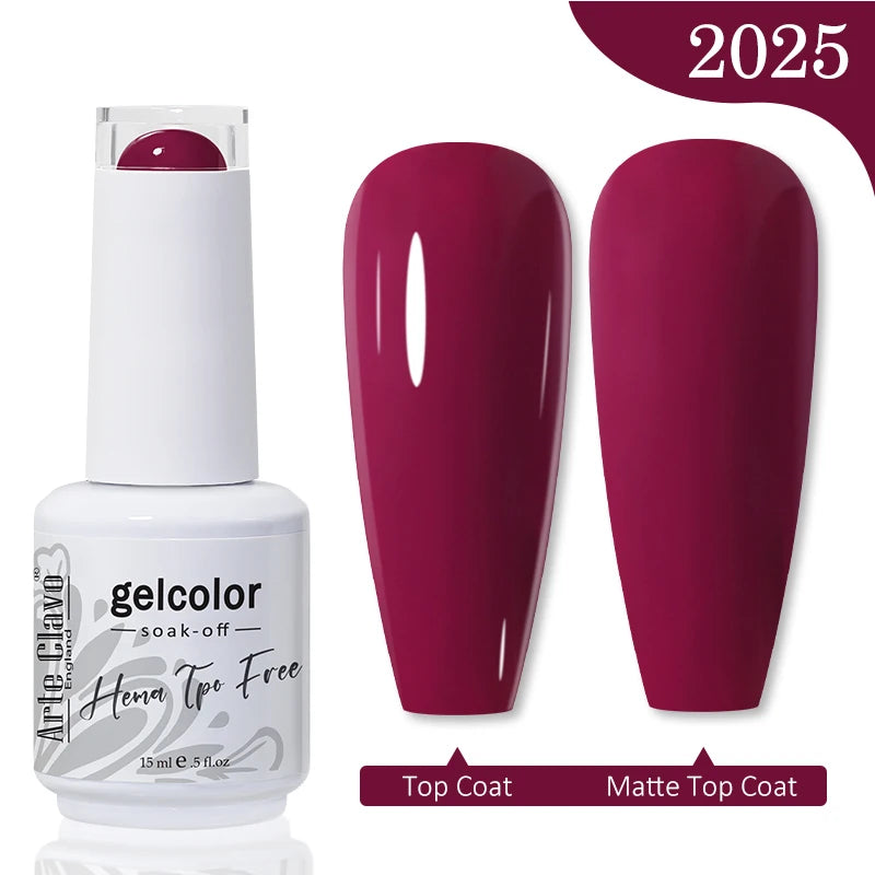 Arte Clavo 15ML Red Brown Color Gel Nail Polish Autumn Winter Nail Art Gel Nail Supplies Semi Permanent Soak Off UV Gel Varnish