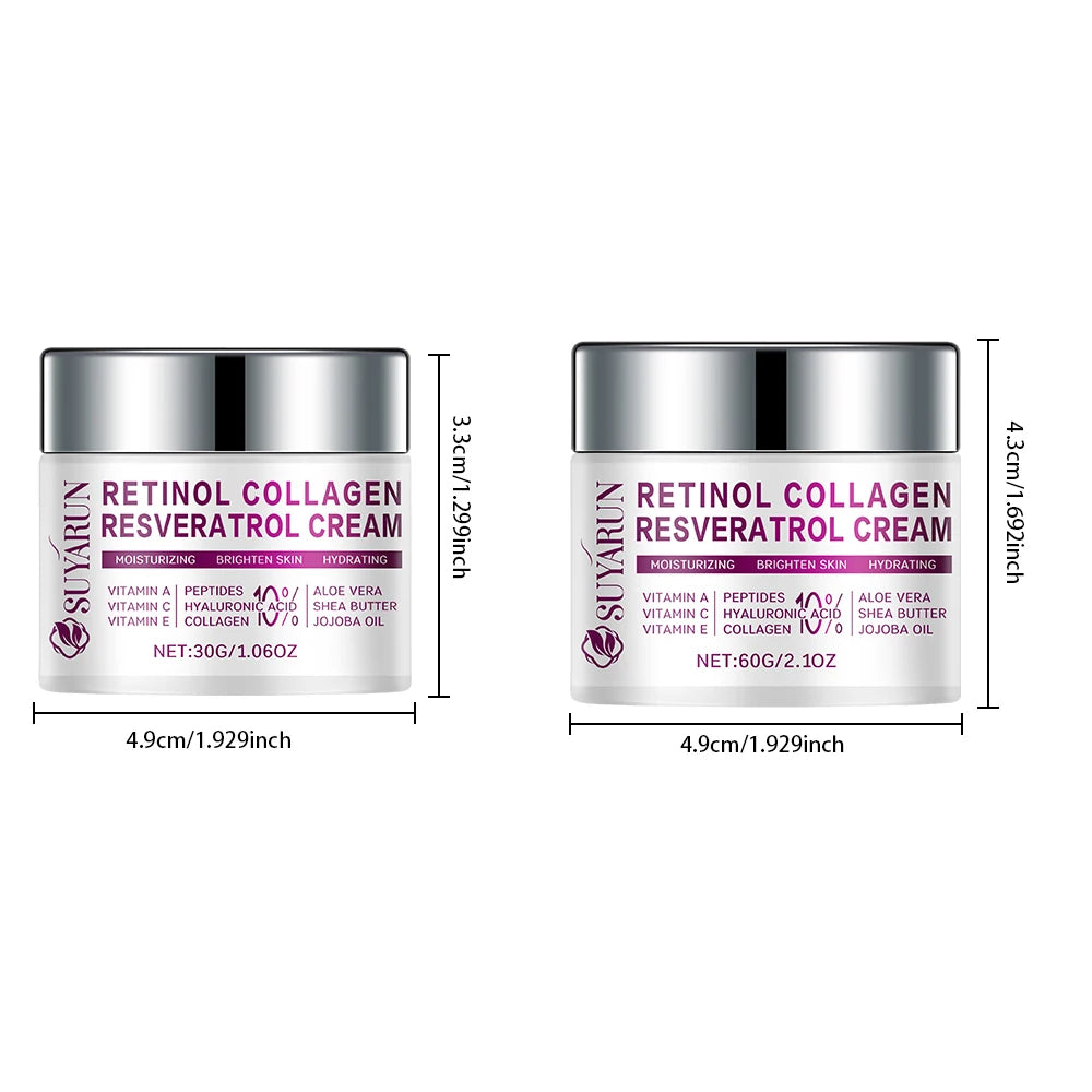 SUYARUN Retinol Resveratrol Anti-Aging Face Cream - Hydrating Night Moisturizer for Wrinkles, Firming & Brightening Skin Care.