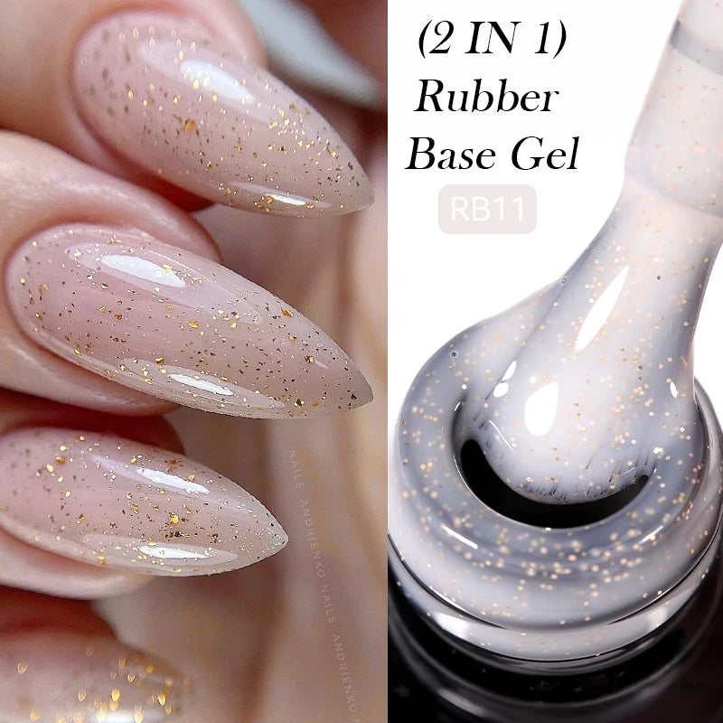 LILYCUTE Nude Crystal Rubber Base Gel Nail Polish Natural Color Semi Permanent UV Gel Soak Off Self Leveling Nail Gel Varnishes