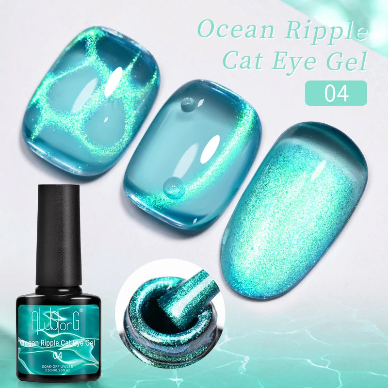 AWStorG Intense Rainbow Cat Eye Gel 5ml Holographic Laser Magnetic Nail Gel Soak Off UV LED Gel Polish Shiny Rainbow Manicur