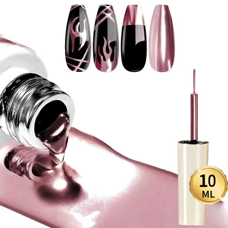 5/8/10/12ml 5D Metallic Painting Nail Gel Silver/Gold Liner Polish Mirror Chrome Effect Gel Nail Polish Soak Off UV/LED Drawing^