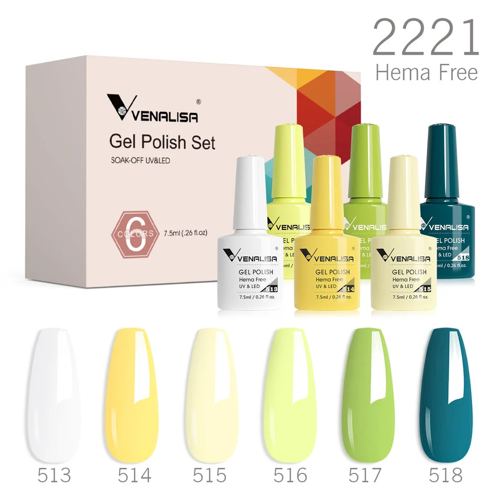 6pcs Venalisa Construction Gel Kit Stronger Jelly Color Reinforce Natural Nail Varnish Rubber Base Color Series Nude Collection