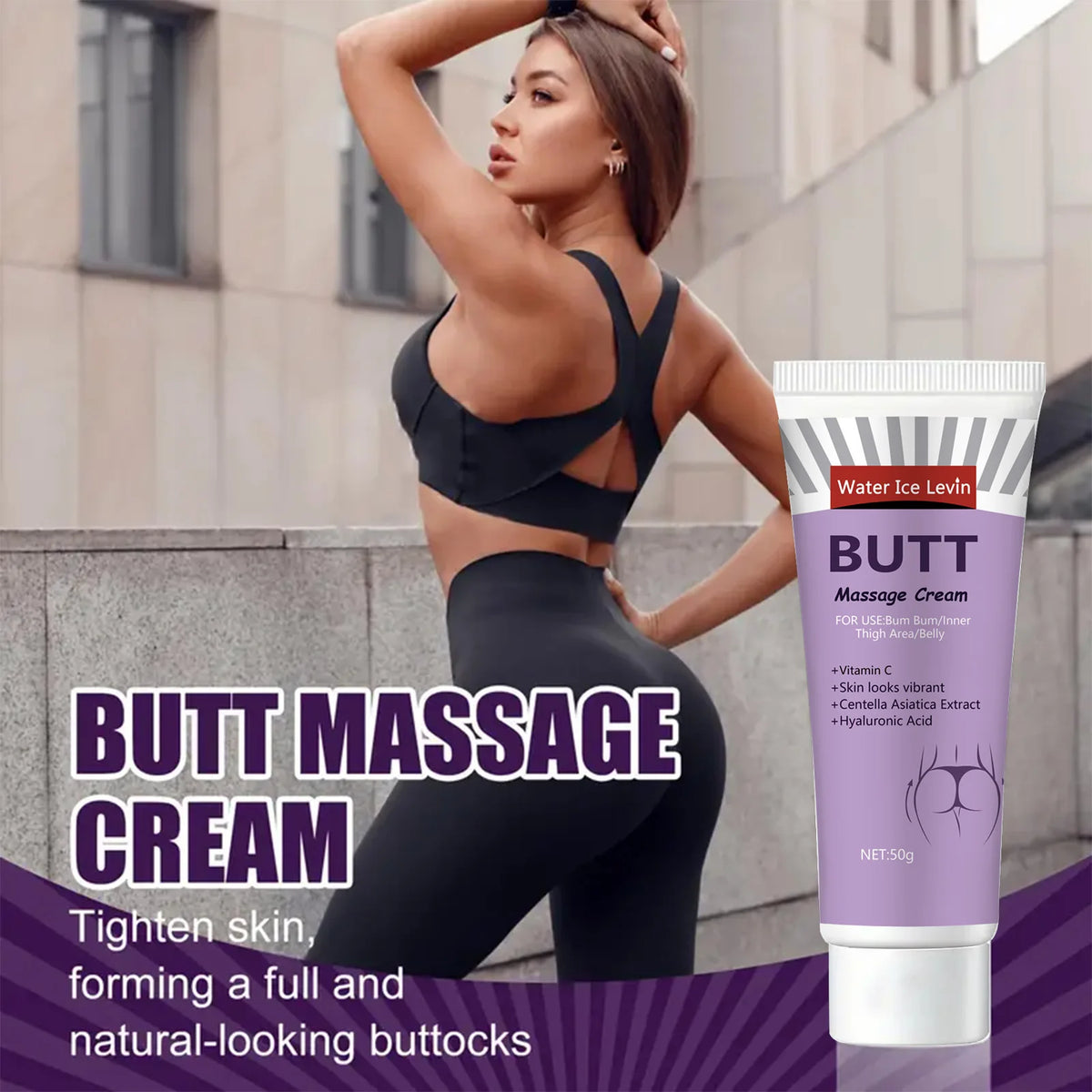 Hip cream with glycerin, vitamin C and hyaluronic acid for all skin types