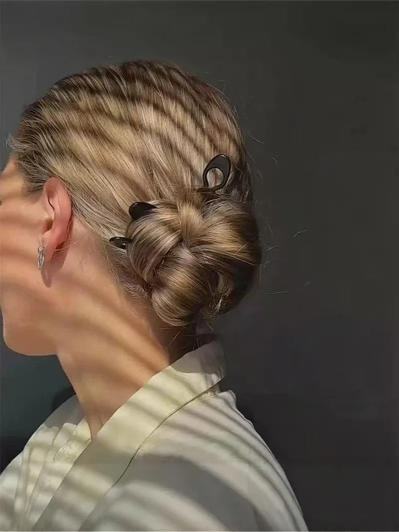 New Fashion Hairpin Headband for Women, U-Type Dual-Insert Lazy Bun Holder, Stylish Back-Of-Head Hair Accessory, Easy-To-Use Hai