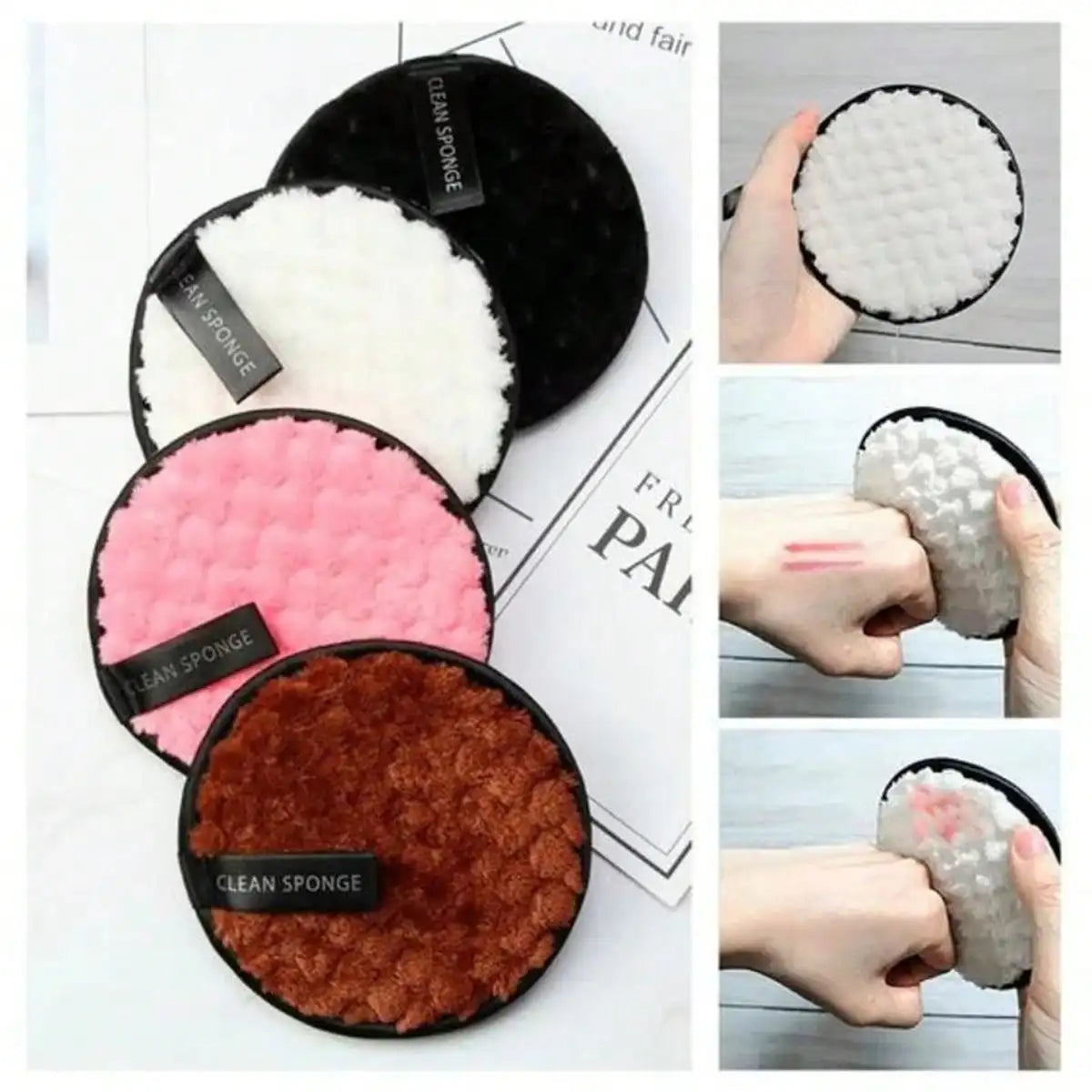 5pcs Soft Skin Makeup Remover Cleansing Polyester Tools For Men And Women