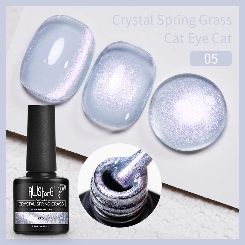 AWStorG Intense Rainbow Cat Eye Gel 5ml Holographic Laser Magnetic Nail Gel Soak Off UV LED Gel Polish Shiny Rainbow Manicur