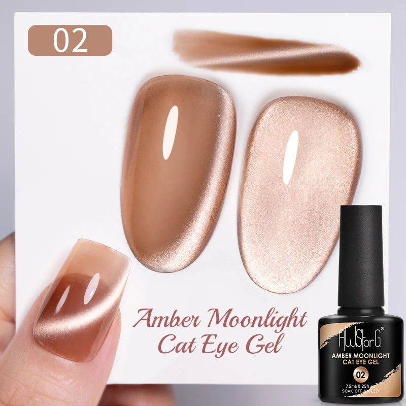 AWStorG Intense Rainbow Cat Eye Gel 5ml Holographic Laser Magnetic Nail Gel Soak Off UV LED Gel Polish Shiny Rainbow Manicur