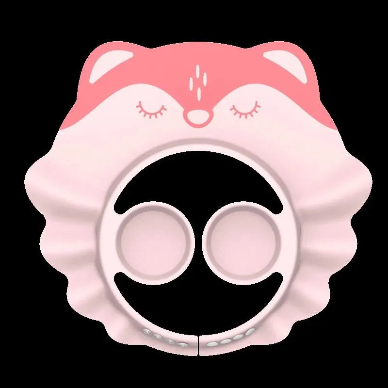Baby Bath Visor Shampoo Cap Children Kids Shower Soft Cap Adjustable EVA Cap Waterproof Eye Protection Earmuff Headgear Fox Cap