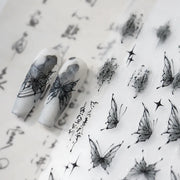 3D Embossed Butterfly Nail Art Stickers Decals Self-Adhesive Nail stickers 5D Black Butterfly Nail Supplies