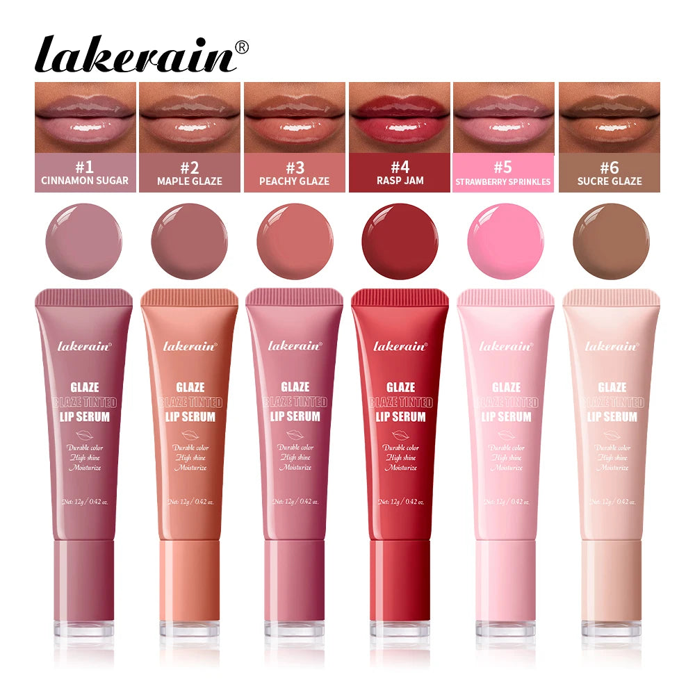 Lakerain Glaze Blaze Tinted Lip Serum Moisturizing Repairing Nourishing Lip Tint Glow Liquid Lip Gel Hydrating Lips Care Makeup