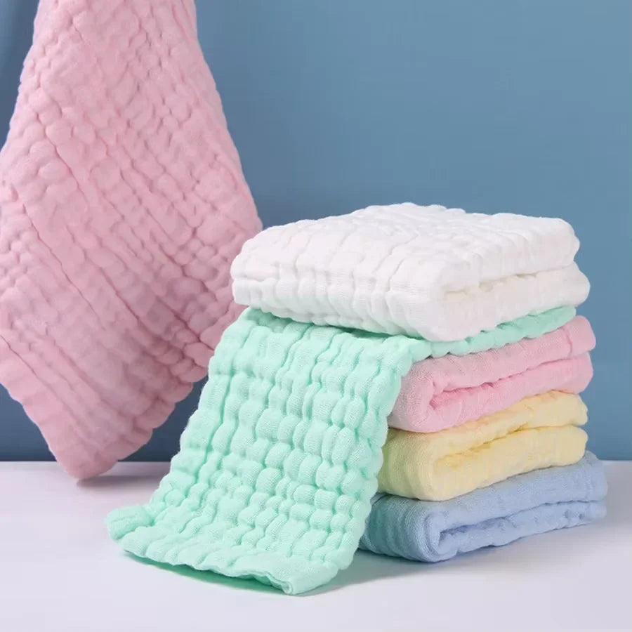 5 Pure Cotton Gauze Square Towels, Soft and Comfortable Baby Drool Towels, Highly Absorbent, Suitable for Home Use and Outings