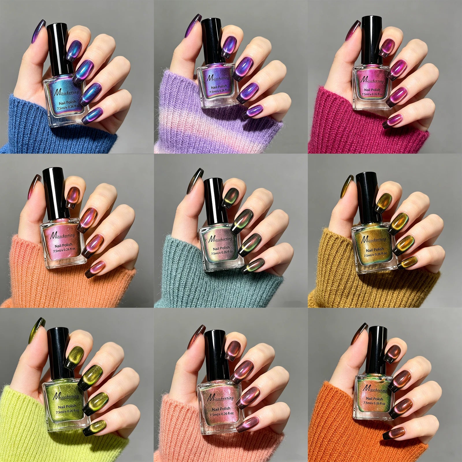 7.5ml Rainbow Magnetic Nail Polish Dopamine Quickly Dry Cat Eye Nail Polish No Curing Lamp Required DlY Nail Art Varnish