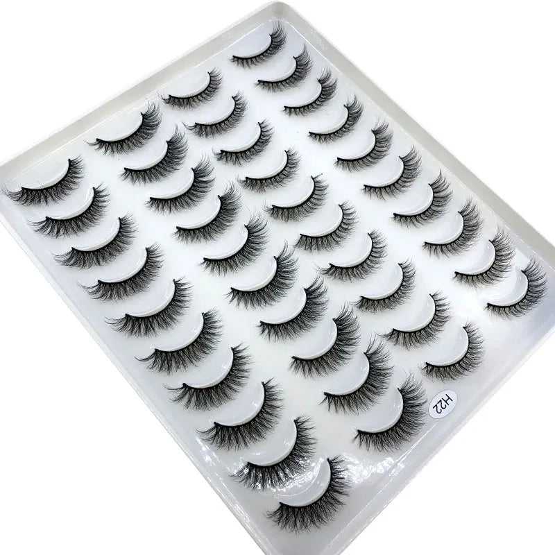 20 Pairs 3D Faux Mink Lashes Natural False Eyelashes Dramatic Fluffy Soft Wispy Volume Cross Reusable Eyelash MaKeup Tools