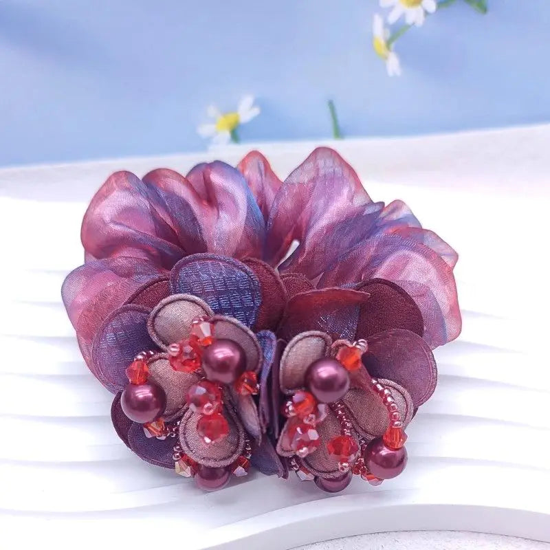 Women Lace Hair Scrunchies  Bow Hair Fantaisie Tie High Elasticity