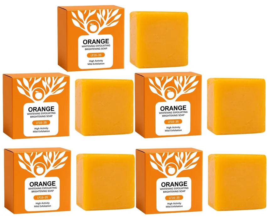 100g Orange Enzymes Mild Exfoliating Brightening Soap Bar,Face Body Gentle Cleansing Hydrating Moisturizing,Smooth Tender Skin