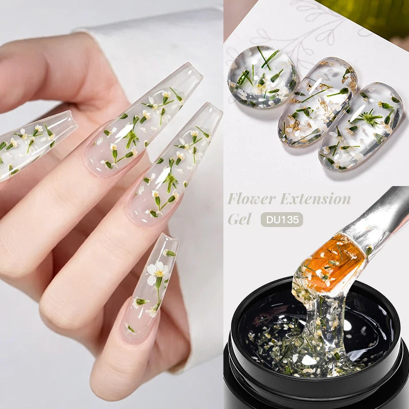Flower Quick Extension Gel Nail Polish Dried Flower Construct UV Hard Gel Semi Permanent Acrylic Extension Nail Art Varnish DIY